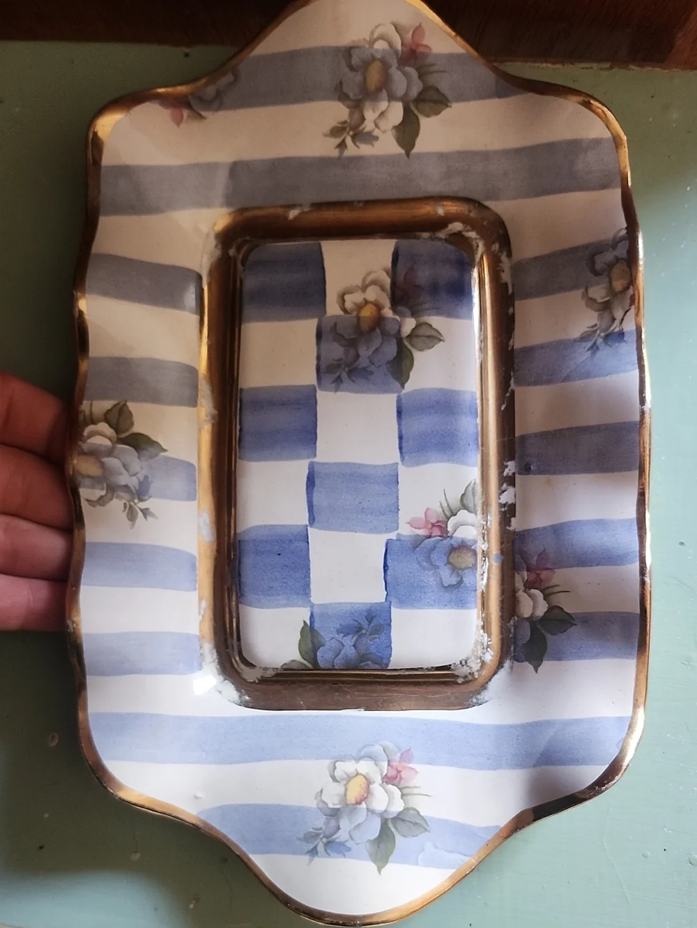 Mackenzie Childs Honeymoon Morning Glory Butter Dish- Vintage & Retired